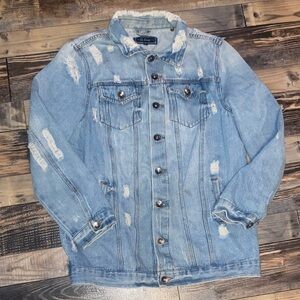 Ci Sono Distressed Light Blue Denim Jean Jacket